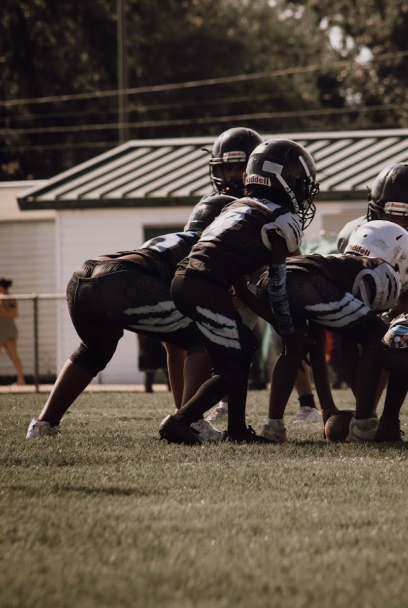 Jace Garcia lined up with his team before a football snap