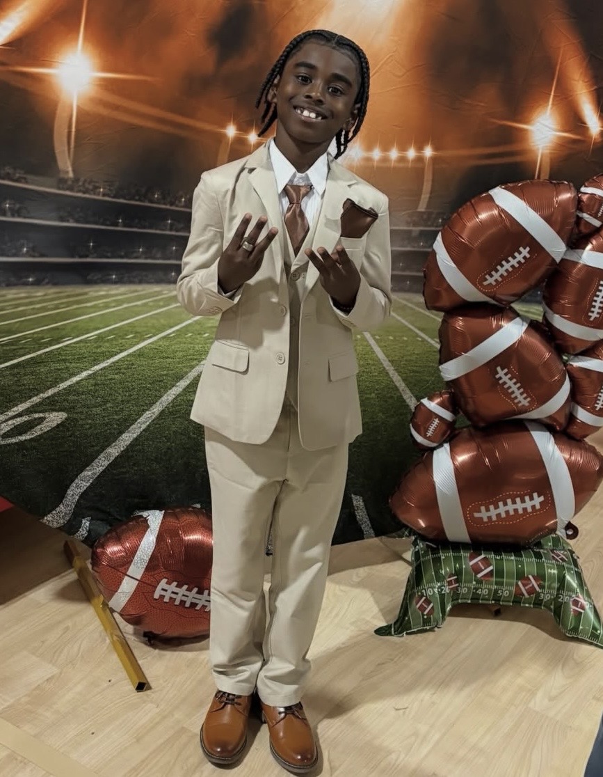 Jace Garcia dressed up at a football event